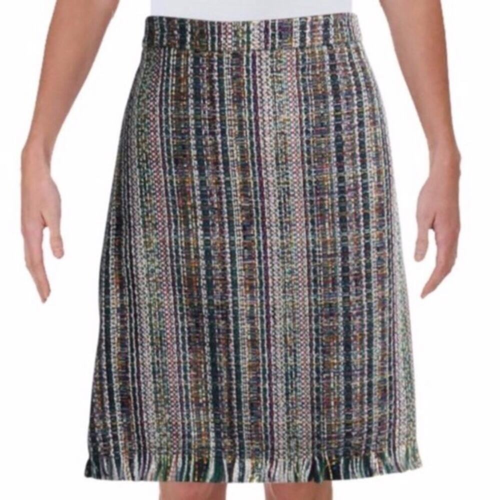 Chelsea & Theodore Multi Color Tweed Fringe Skirt
